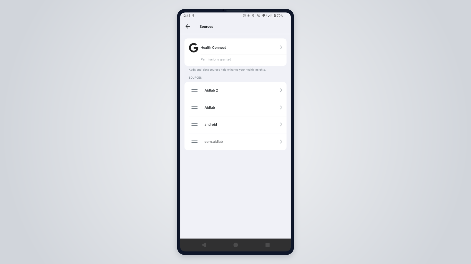 Aidlab mobile sources screen