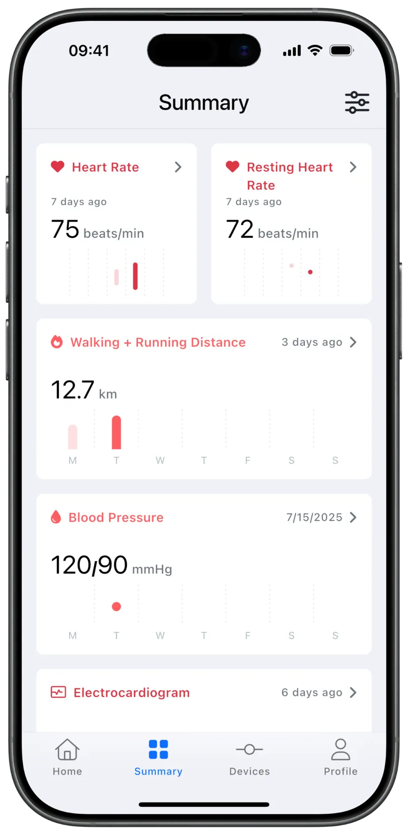 Aidlab app summary screen