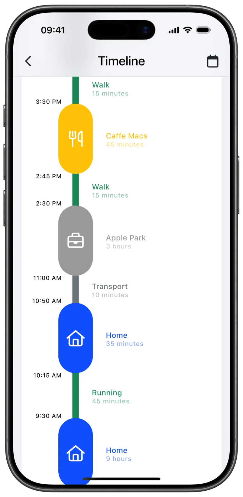 Aidlab app activity timeline